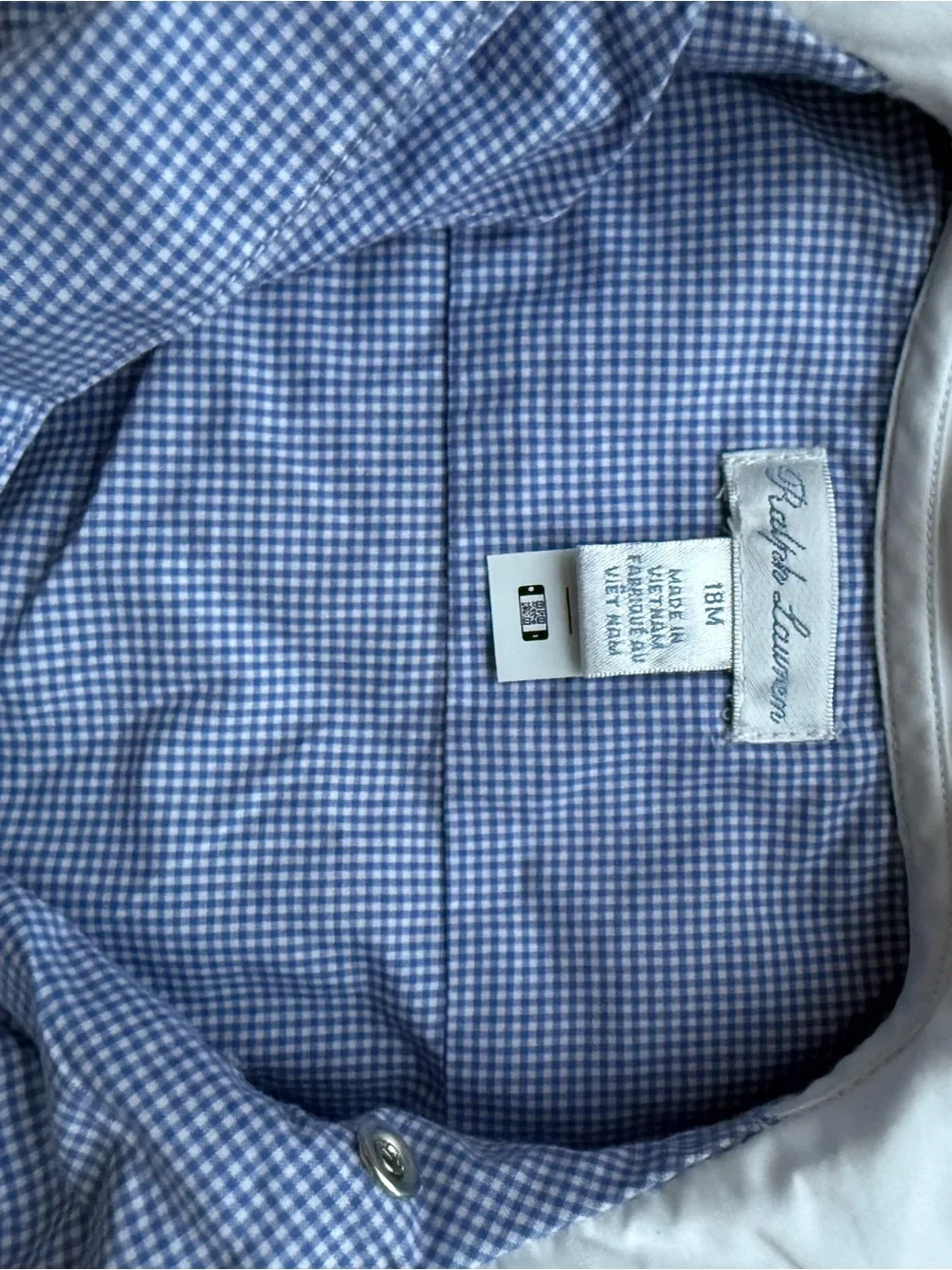 Ralph Lauren Blue Gingham & White Baby One-Piece Bodysuit